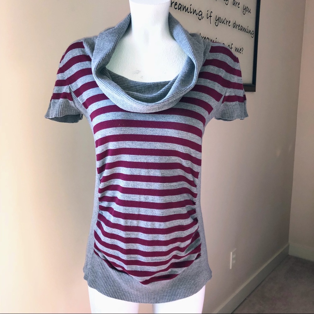 OneA Gray & Purple Cowl Sweater - Medium